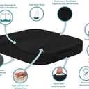 Portable Seat Cushion for Office Soft Memory Foam Seat Cushion Non Slip Bottom with Carry Handle,Washable Cover，Comfortable Coccyx Cushion for Home Office Chair Pad，Car Seat, Wheelchair (Black)
