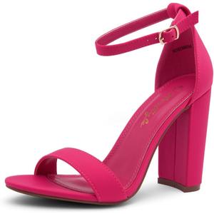 Herstyle Womens Chunky Block Heels Open Toe Ankle Strap Sandals, 3.75 Inch High Heels for Wedding, Party & Dressy Occasions Comfortable Strappy Dress Shoes (10, 2022 fuchsia)
