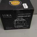 LUKA Ceramic Demitasse Espresso Cups Set with Saucers and Metal Stand, 8 oz Porcelain Stackable Cappuccino Cups Teacup For Tea, Espresso, Latte, Coffee, Cafe Mocha, Set of 4, Black