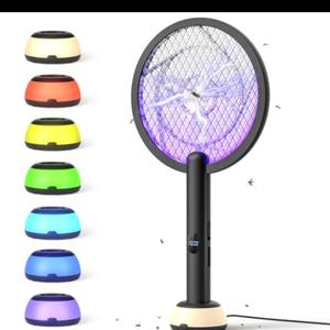 YISSVIC Electric Fly Swatter Bug Zapper Racket 4000V LED Screen Dual Modes Fly Zapper Rechargeable for Indoor Home Office Backyard Patio Camping (Black) (incomplete)