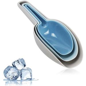 Set of 3 Ice Scoop, Plastic Kitchen Ice Scoop for Canisters or Ice Maker, Food Scoops for Canisters, Freezer, Flour, Dry Foods, Coffee Beans, Pop Corn, Pet Dog Cat Food (Mix I)