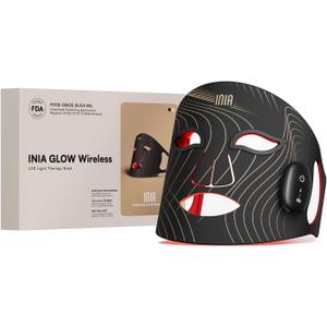 Red Light Therapy Mask for Face, Glow Wireless LED Face Mask Light Therapy with Near-Infrared Red Light (NIR), Rechargeable and Ergonomic Design for Home & Travel (Black)