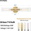 Lanhall 2-Light Brushed Brass Gold Bathroom Light Fixtures Over Mirror Modern Vanity Light Wall Lighting with Clear Glass Shade for Bathroom, Bedroom, Hallway, Cabinet