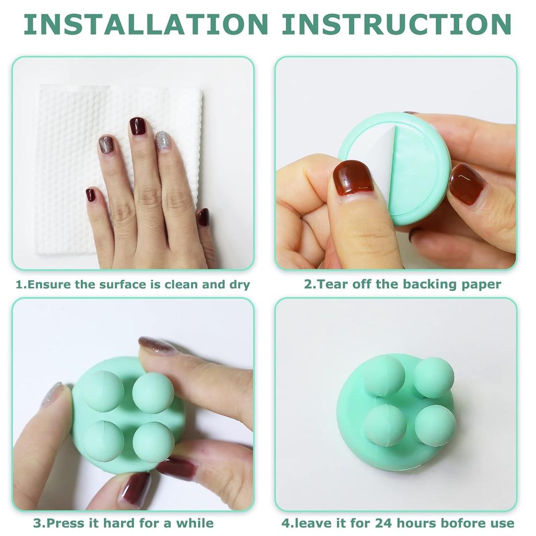 Silicone Toothbrush Holders - 1Pc Razor Hooks Adhesive Wall Mounted for Hanging Towel Key Plug Cable, Utility Decor Stick to Dorm Room Door Function for Kitchen Bathroom Home Office, Green