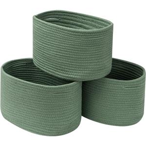 CubesLand Woven Basket for Organizing/Storage,Cube Shelf Closet Storage Baskets Bins Set 3,Green Basket for Shelves Cotton Rope Basket Soft &Skin-friendly Toy Storage Basket Bin,Stylish Decor Basket