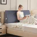 Headboard Wedge Pillow, Large Triangular Reading Pillows Bolster Headboard Backrest Cushion Positioning Support Wedge Pillow for Day Bed Bunk Bed with Removable Cover,California King (Gray)