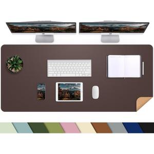 Leather Desk pad Protector, Large Desk mat with Natural Cork & PU Leather,Mouse pad,Non-Slip Office Desk Mat,Waterproof Desk Writing Pad for Office and Home (47in*17in,Coffee)