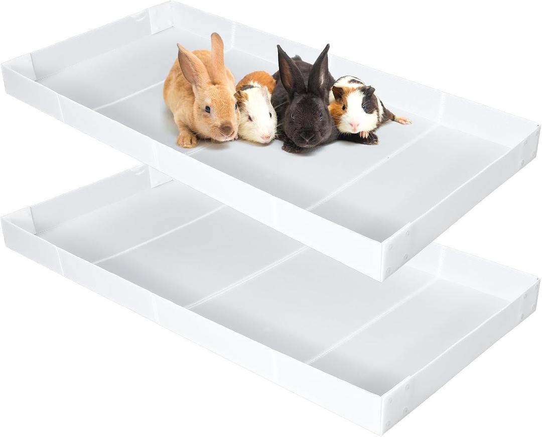 Wenqik 2 Pcs Guinea Pig Cage Liner Corrugated Plastic Cage Liner Base 2 x 4 Panel Size Guinea Pig Cage Bottom for Small Animals Hedgehogs Rabbits Cages Tray, 55 x 27 Inch(White)