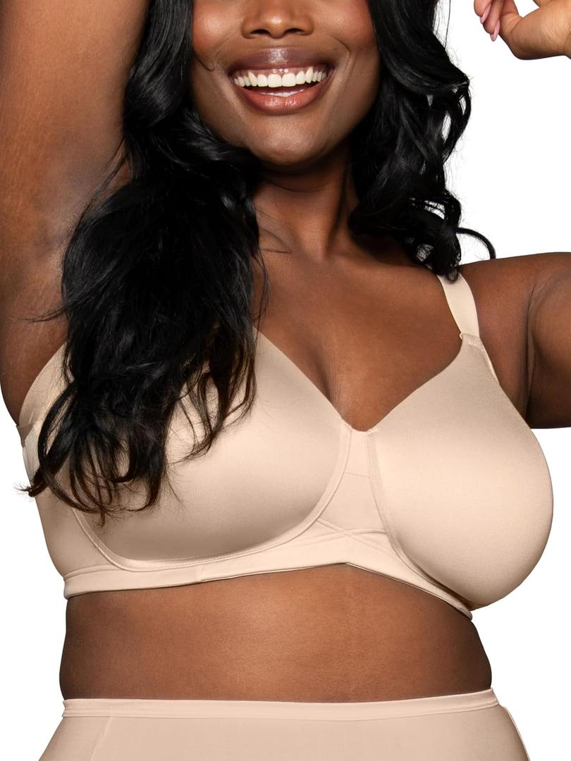 Vanity Fair Women's Beauty Back Full Figure Underwire Extended Side and Back Smoother Bra (42DD, Beige)