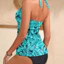 Holipick Two Piece Tankini Bathing Suits for Women Tummy Control Swimsuits Sexy V Neck Halter Tankini Top with Bikini Bottom (XL)