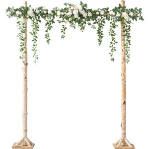 Ling's moment 6.5FT Artificial Wedding Arch Flowers, Backdrop Floral Garland, White Sage Ceremony Reception Hanging Eucalyptus Rose Arbor Arrangement Outdoor Party Swag Home Decorations