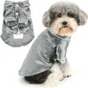 Zunea Small Dog Pajamas Shirts for S Size Dogs Soft Faux Silk Lapel Puppy Sleepwear Clothes Two-Legged Indoor Pjs Shirt Outfits Chihuahua Yorkie Pet Holiday Party Apparel, Gray, S
