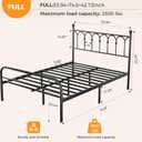 DUMOS Full Bed Frame Metal Platform with 11.9" Under-Bed Storage, Heavy Duty Steel Slat Support with Iron-Art Headboard, No Box Spring Needed, Easy Assembly, Black