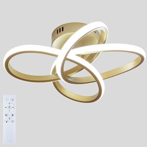 Modern Ceiling Light, 36W LED Dimmable Ceiling Light with Remote Control, Color Temperature Changing, Gold Small Chandelier for Bedroom, Entryway, Hallway, Kitchen