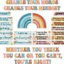 38 Pcs Growth Mindset Posters Bulletin Board Set Classroom Inspirational Poster Motivational Wall Decoration Signs Positive Sayings Accent Cutouts for Teacher Student Home Bedroom Decor (Retro)