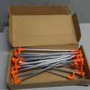 Cheardia 20 Pack Tent Stakes Heavy Duty, 9.75 Inch Yard Stakes Non-Rust Metal Tent Pegs Ground Stakes Tent Spikes for Camping Patio, Garden, Canopies, Grassland, Outdoor, Orange