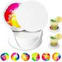 6-Pack Waterpaint Greeting Silicone Coasters with Deep Tray Holder - Double-Sided Drink Coasters - Beverage Mats for Hot or Cold Drinks - Thick, Non-Slip, Non-Stick Silicone with Ceramic Insert (White-2)