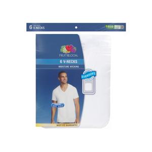 Fruit Of The Loom 4 Pack Tag-Free V-Necks, Size Small 34-36in
