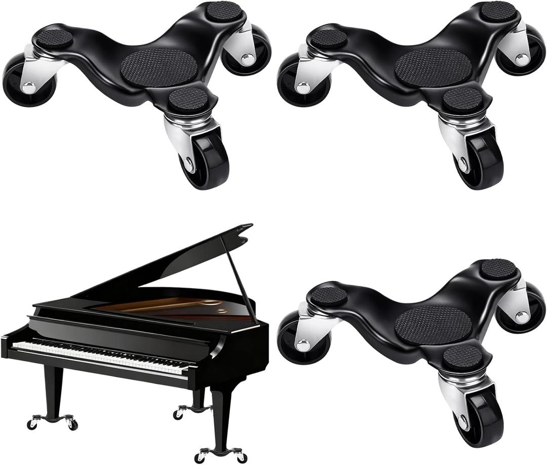 3 Pcs Piano Dolly, 6.3" Piano Moving Dolly with Non-Slip Pad, 1000 lbs Load Capacity Wheels Swivel Caster for Concert Hall College Home Musical Instruments Transport Move(3,3 Wheels)