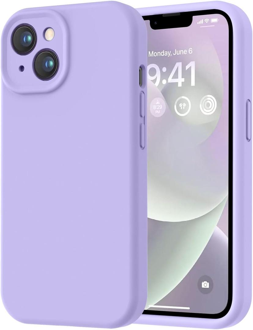 LOVE 3000 Designed for iPhone 14 Case, Premium Silicone with [Soft Anti-Scratch Microfiber Lining] Shockproof Protective Phone Case for Men Women Girls 6.1", Light Purple