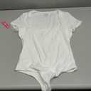 PUMIEY Women's Square Neck Short Sleeve Bodysuit T Shirts Tops For Women Trendy Smoke Cloud Pro Collection, Small