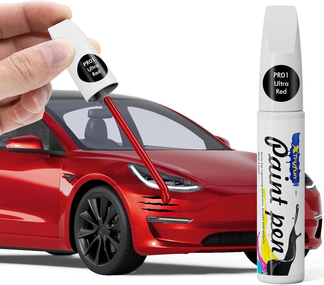 PR01 Ultra Red Touch Up Paint Compatible with Tesla | DIY Car Paint Scratch Repair, Automotive Paints, Quick & Easy Fix Scratch Repair for Tesla Model Y/3/X/S