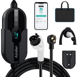 Level 2 Electric Vehicle (EV) Charger(32Amp, 220V-240V, NEMA 14-50 Plug), 25ft Cable ETL Listed Portable Indoor/Outdoor EVSE SAE J1772 EV Car Charging Station w/Delay Timer, WiFi Enabled