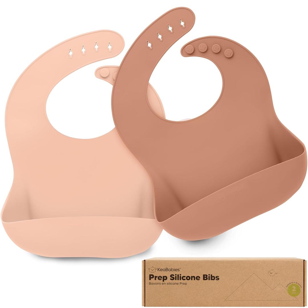 PandaEar Silicone Bibs for Babies Toddlers Girls| Adjustable Waterproof BPA Free Soft Durable Bibs for eating with Large Pocket Food Catcher