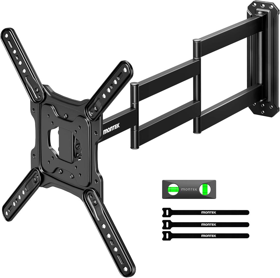 monTEK Long Arm TV Wall Mount for 23-65 Inch TVs, 37 Inch Extension, Swivel and Tilt, Full Motion, VESA 400 x 400mm, Up to 77 lbs