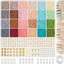 3mm Glass Seed Beads for Jewelry Making, Friendship Bracelet Making Kit for Girls Adults, 24 Colors Bead Bracelet Kit for DIY Crafts Gifts
