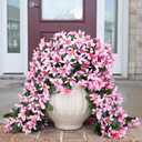 Ivydale Artificial Lily Flowers for Outdoors Fake Hanging Flower Vines for Outside Decoration, UV Resistant 2PCS Faux Plants for Patio Porch Balcony Garden Yard, Pink