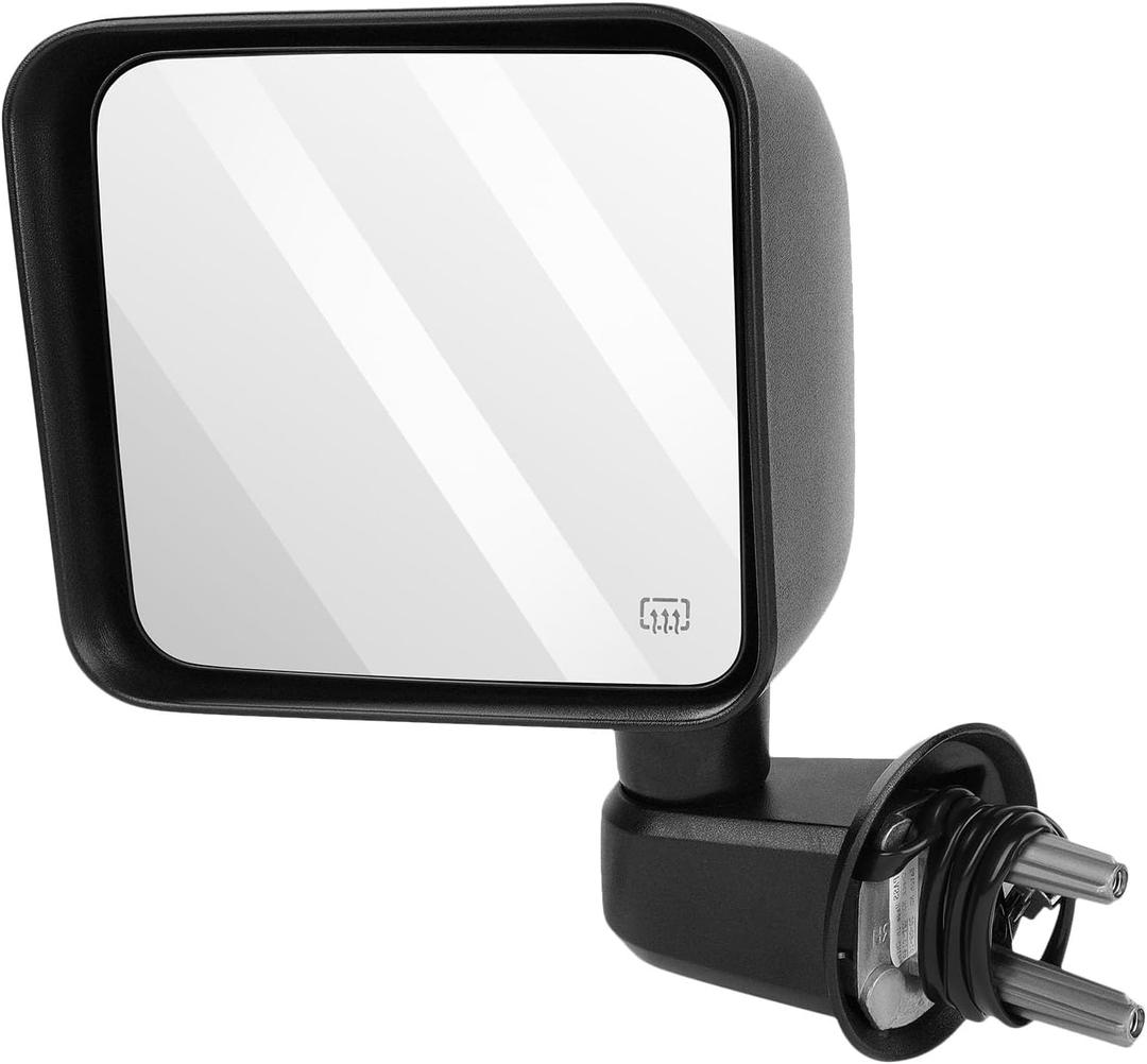 ECCPP Driver Side Mirror, Power Heated Rear View Mirrors Black Left Manual Fold fit for 2007 2008 2009 2010 2011 2012 2013 2014 2015 2016 2017 for Jeep Wrangler