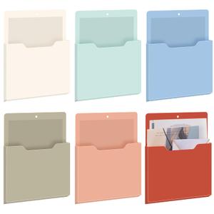 Fuutreo 6 Pcs Magnetic Wall File Organizer Magnetic Wall File Holder Refrigerator Magazine Holder for Mail Letters Paper(Vintage Boho,Vertical-large)