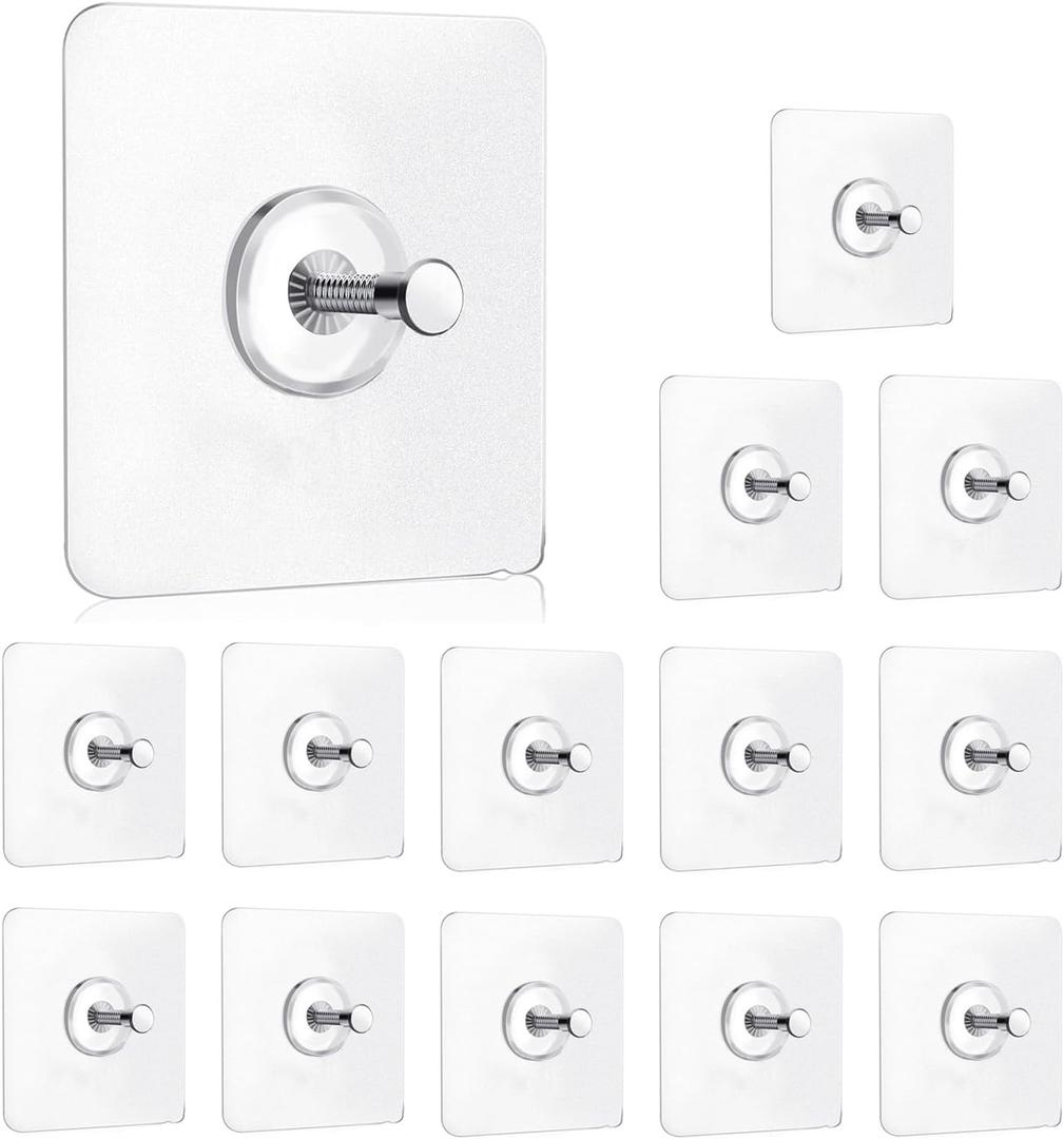 14 Pack Adhesive Wall Hooks, Wall Hangers Without Nails, No Damage Picture Hooks Waterproof and Rustproof to use Inside Kitchen, Bathroom, Home and Office