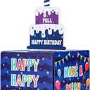 Money box for cash gift birthday comes with 50pcs clear bags with pull-out birthday money box money gift ideas for kids and adults (Cake)