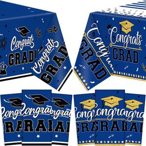 6 Pcs 2026 Graduation Party Decorations Congrats Grad Tablecloths Class of 2026 Congrats Table Covers for Graduation Party Supplies Decor 54"x108"(Blue)