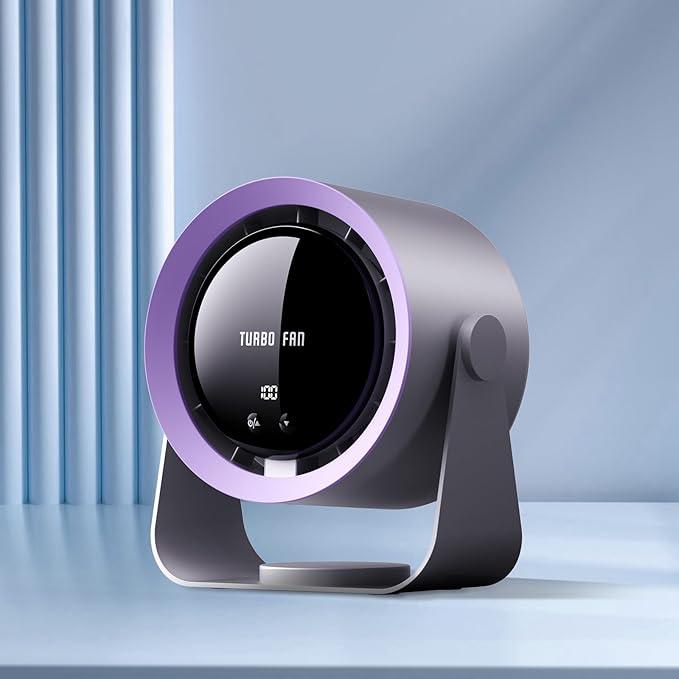 Refluxe Table Fan: USB Rechargeable Quiet Table Fan with 5400mAh Battery & LED Display, Stepless Speed Control, 90° Swivel & Hanging for Office, Bedroom, Dorm