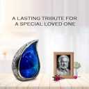 Galaxy Teardrop Urns for Human Ashes, Funeral Cremation Urn with Velvet Bag, Keepsake Urn for Adults, Large for your loved ones Urns for Blue Starry Sky Capacity10 inch (200 cubic inches) BY 5MOONSUN5