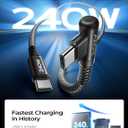AINOPE 240W USB C to USB C Cable Fast Charging 15FT,Right Angle Fast Type C Charging Cable Fits iPhone 16 Pro Max Plus,iPhone 15,MacBook Air/Pro,iPad Pro,Samsung,Pixel,All Devices, Black, 1 Pack