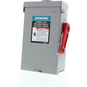 SIEMENS 2P 30A 240V General Duty Safety Switch Outdoor, Fusible, ANSI 61 Grey