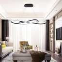 Led Pendant Light, Modern Chandelier,Dimmable Black Led Chandelier for Dining Room Light Fixture Over Table Modern Kitchen Island Lighting with Remote,Height Adjustable Ceiling Lamps