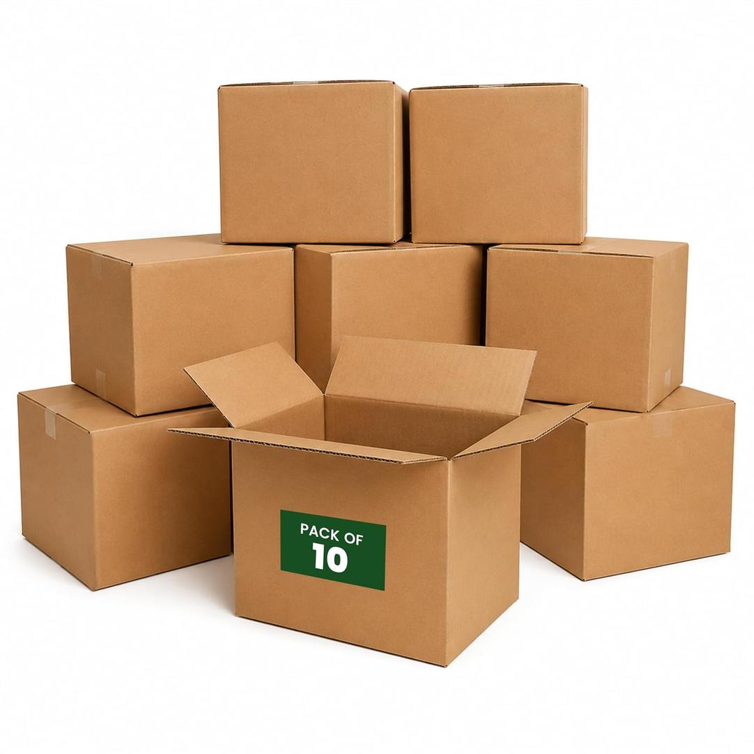 Perfect Stix Corrugated Cardboard Shipping Boxes, Brown/Kraft, 12x12x12 Inch, for Mailing, Packing, Moving and Storage, Recyclable, 10 Pack