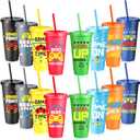 16 Pcs Video Game Party Supplies Gaming Plastic Cups with Lids and Straws Gamer Reusable Tumbler for Fun Video Birthday Party Favor (Colorful)