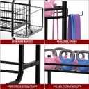 4-Tier Home Gym Storage Rack with Wheels and Hooks, Dumbbell Stand