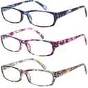 Kerecsen Reading Glasses 5 Pairs Fashion Ladies Readers Spring Hinge with Pattern Print Eyeglasses for Women (Mix Color + 2.50)