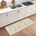 2x5 Rug Runner Washable for Entryway, Soft Bathroom Rugs with Non-Slip Backing, Abstract Low Pile Hallway Runner, Vintage Small Kitchen Carpet for Stair, Laundry Room (Brown/Ivory)