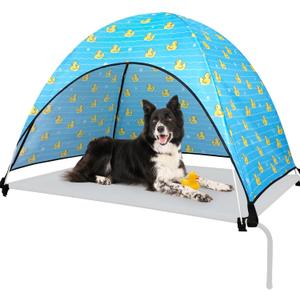 Elevated Dog Bed Waterproof Canopy Replacement Cover with UV Protection - Outdoor Camping Shade Tent for 51x31 Inch Pet Beds, Includes 12 Support Rods & 4 Hook Points (Duck)