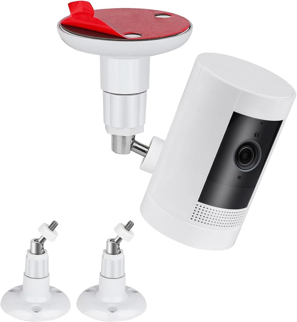 2Pack Adhesive Wall Mount for Ring Stick Up Cam & Ring Outdoor Cam Plus, 360 Degree Adjustable Screw less Bracket for Your Surveillance Camera, 2 Ways Installation Without Drilling