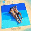 BYDOLL Beach Blanket Waterproof Sandproof 78''81'' 1-5 Adults Oversized Lightweight Large Picnic Mat Waterproof Sandproof Blanket for Beach Camping Hiking Travel (Blue)