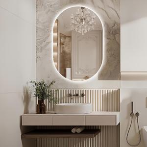 36x24 Oval Led Mirror for Bathroom, Pill-Shaped Lighted Vanity Mirror with Lights, Frameless Backlit Mirror Wall Mounted with 3 Colors, Anti-Fog, Memory, Shatterproof, Horizontal/Vertical (Clear)